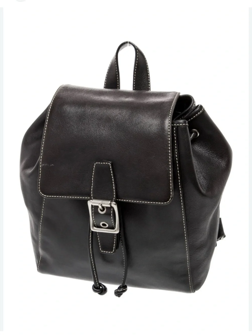 Coach Legacy Vintage Leather Small Drawstring Backpack Purse, Black, Style #9569